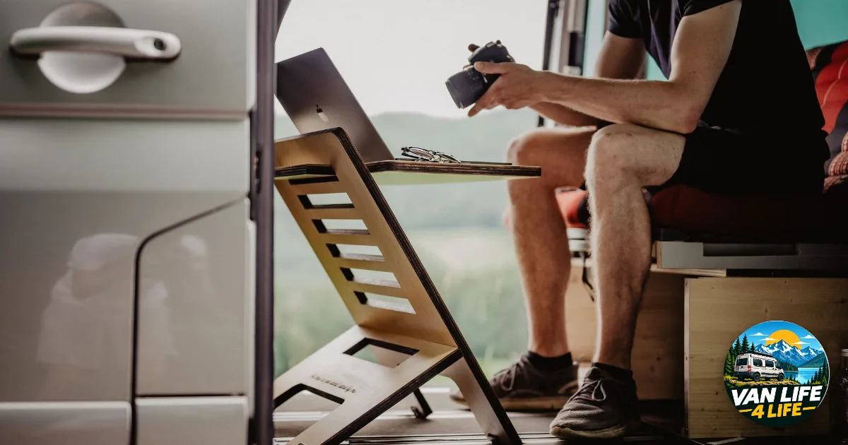 Convertisseur 12V 230V et travail en van : ordinateur sur un pupitre