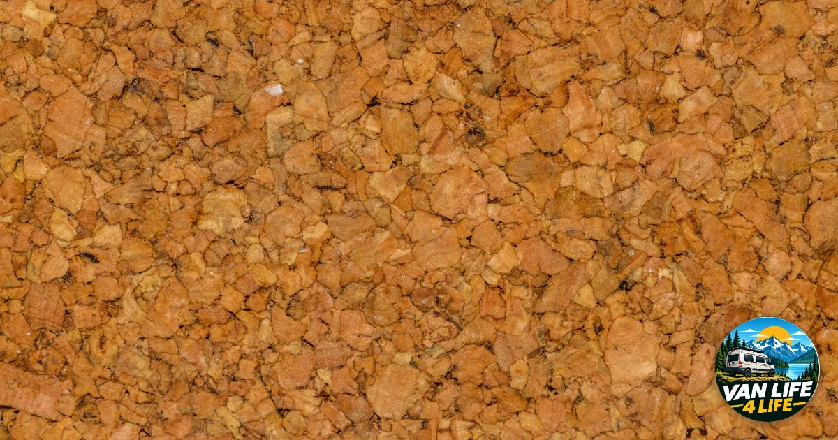Van insulation material up close: the grain of an expanded cork board